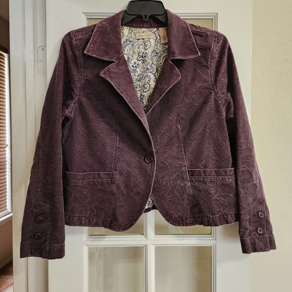 i.e. Relaxed Purple Jacquard Blazer Women’s XL Casual Jacket - READ DESCRIPTION
